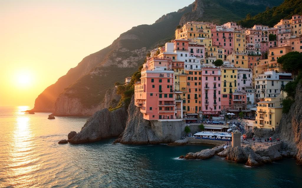 Vista tramonto sulla Costiera Amalfitana