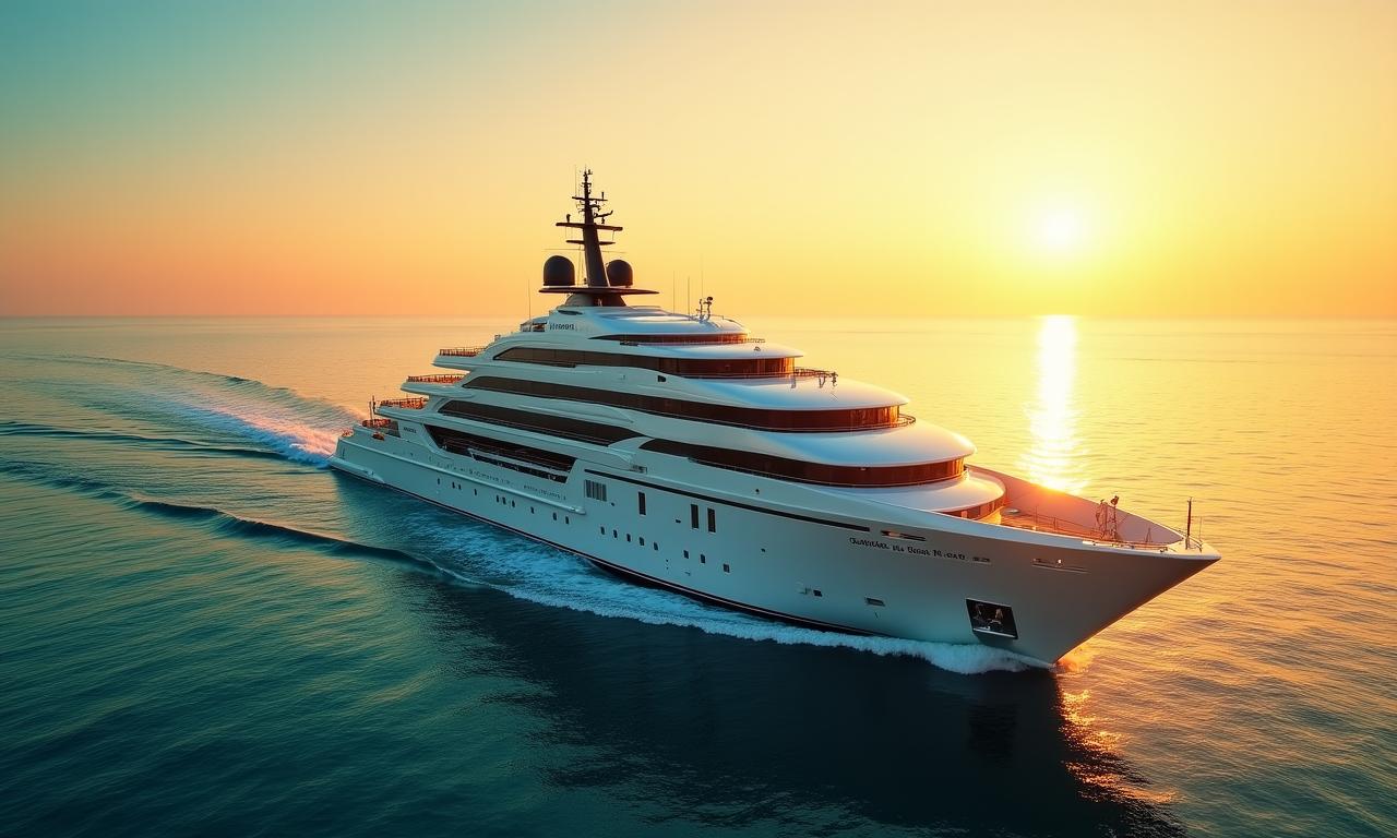 Nave da crociera di lusso al tramonto